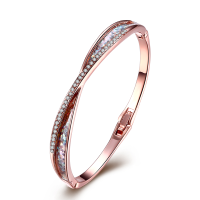 Inalis Platinum Rose Gold Plated Rhinestones Bracelets For Women
