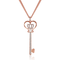 Inalis Rose Gold Plated Rhinestone Artificial Pearl Long Necklace