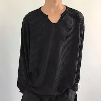 Effen Notch Hals Brei T shirt