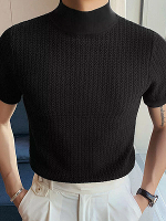 Halve kraag effen korte mouw T shirt