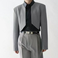 INCERUN Heren Blazer Eenvoudig Modeontwerp Afgeknotte Pakjassen Effen Kleur Lange Mouw Blazer Casual Mannelijke Kleding