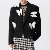INCERUN Heren Blazer Stijlvol Vlinder Design Lange Mouw Pak Jas voor Modebewuste Feestelijke Mannen Top Kleding