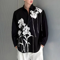 INCERUN Heren Bloemenprint Franje Lange Mouw Shirt Mode Knop Kraag Top voor Mannen Losse Pasvorm S 5XL