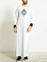 Heren bloemenprint manchet rits terug casual kaftan badjas met lange mouwen
