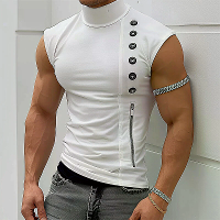 INCERUN Heren Casual Daily Print Vest Stretch Turtleneck Tanktop voor Mannen