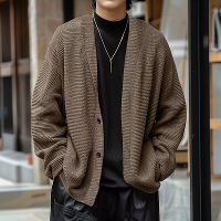 INCERUN Heren Eenvoudige Textuur Cardigan Trui Comfortabele Losse Pasvorm Dikke Trui Cardigan voor Mannelijk Herfst Plus