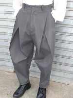 Heren Effen Geplooide Hoge Taille Loose Fit Broek