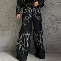 INCERUN Heren Effen Kleur Verloop Patroon Broek Comfortabele Knoop Rits Wijde Lange Broeken voor Mannen