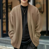 INCERUN Heren Gebreide Gestreepte Lange Mouw Cardigan Casual Effen Kleur Lente Herfst Winter Herenjas