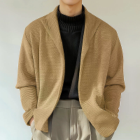 INCERUN Heren Gebreide Polo Kraag Lange Mouw Cardigan Comfortabele Mode Effen Kleur Heren Top voor Lente Herfst Winter