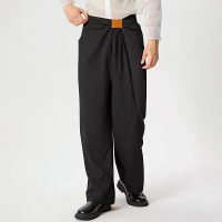 INCERUN Heren Gedeconstrueerde Rimpelontwerp Broek Mode Effen Kleur Casual Lange Broeken met Zipper aan de Zijkant Grote
