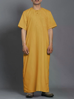 INCERUN Heren Gewaden Effen Kleur Lange Tops Ronde Hals Korte Mouw Gewaden Herenkleding Zomerse Heren Gewaden