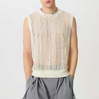 INCERUN Heren Hollow Out Crew Neck Mouwloze Vest Verkocht Kleur Transparant Brei Crew Neck Tanktop voor Mannen
