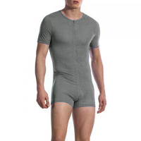 INCERUN Heren Jumpsuit Dunne Stretch Comfort Ritssluiting Korte Mouwen Eénstuk Shorts Thuisoutfit voor Mannen Grote Maat