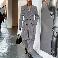 INCERUN Heren Jumpsuits Corduroy dubbelzijdig jasje met kraag Lange mouwen Casual Eendelig pak voor mannen met zijzakken