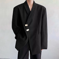 INCERUN Heren Lange Mouwen Blazer met Schuin Gelapte Revers en Metalen Knopen en Schoudervulling Mode Losse Fit Blazers