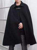 INCERUN Heren Lapel Mouwloze Shawl Cape Zwarte Herenjas Cape Riemgesp Midden Lange Jas