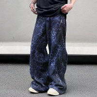 INCERUN Heren Leopardprint Dagelijks Broek Zijkant Ritsontwerp Fashion Loose Fit Lange Broek voor Heren Grote Maat S 5XL