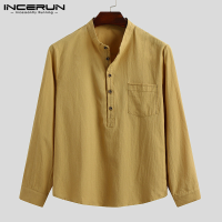Heren linnen effen overhemden met lange mouwen Casual losse Soft Tops