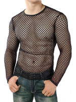 INCERUN Heren Mesh Holle Zwarte T Shirt
