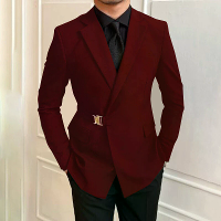 INCERUN Heren Metalen Knop Detail Effen Kleur Lange Mouwen Blazer Zakelijke Casual Kostuum voor Mannen