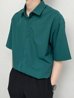 INCERUN Heren Overhemd Effen Kleur Korte Mouw Overhemden Zomerse Dagelijkse Revers Casual Heren Top Overhemden