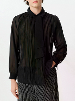 INCERUN Heren Overhemd Mode Zwart Doorzichtige Shirts Lange Mouwen Veter Strik Zwart Bovenkleding Zomer Herenkleding