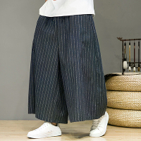 INCERUN Heren Retro Gestreepte Wijde Pantalon Katoen Linnen Rechte Wijde Broeken voor Lente Herfst,Plus Size S 5XL