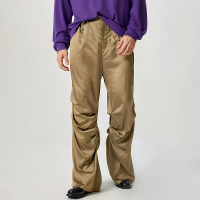 INCERUN Heren Satin Ruched Design Casual Pant Fashion Effen Kleur Losse Pas Rechtdoor Broeken