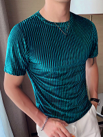 INCERUN Heren T shirts Mode Effen Kleur Skinny Elastische Top Tee Casual Zomer Ronde Hals Korte Mouw Herenkleding