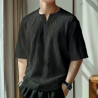 INCERUN Heren Textured Halve Mouw T Shirt Moderne Minimalistische Effen Kleur Casual Korte Mouw Top voor Heren Grote Maa