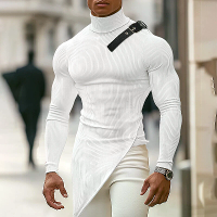 INCERUN Heren Textured Hoge Nek Lange Mouw Gebreide Trui Comfortabele Hoge Rek Fall Winter Tops voor Mannen S 5XL