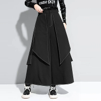 INCERUN Heren Topstitching Onregelmatig Laagjes Ontwerp Zwarte Broek Rok Design Afgewerkte Broek