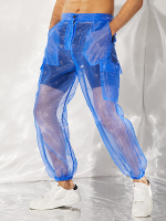 INCERUN Heren Transparante Mesh Rits Broek Nachtclub Feest Heren Broeken Mode straat Men's Bottoms