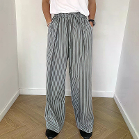 INCERUN Heren Trendy Gestreepte Koord Taille Casual Broeken Dagelijkse Informele Thuis Elastische Taille Lange Broeken v