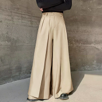 INCERUN Heren Trendy Laagjes Rok Broek Losse Pasvorm Casual Comfortabele Wijde Pantalons met Zijpockets Plus Size