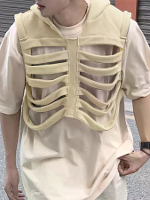 INCERUN Heren Vesten Skeleton Rib Deconstructed Design Met Capuchon Mouwloos Streetwear Mannelijke Waistcoats Modieuze C