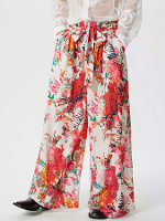 INCERUN Herenbroek met hoge taille en vetersluiting Lange broek met modieuze bloemenprint Wijde pijpen Vrijetijdsbroek v