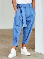 INCERUN Herenbroek Mode Effen Kleur Strikbroek Mannen Streetwear Elastische Taillebroek met Harembroek