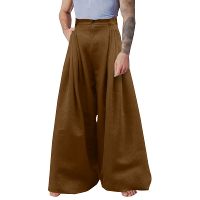 INCERUN Herenbroek Plissé Hoge Taille Losse Pasvorm Casual Brede Pijpen Broeken Mannenmode Effen Kleur Lange Broek