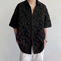 INCERUN Herenmode zwart T shirt met korte mouwen