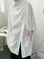 INCERUN Herenshirt Ontwerp Korte Mouwen Mode Zijkant Afgeknipte Knoopoverhemden Casual Zomerlosse Herenshirts S 5XL