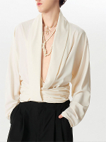 INCERUN herenshirt V hals Taille Lange mouw Shirt Zomerse mode Effen kleur Comfortabel Ademend Heren top