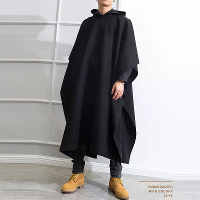 INCERUN Herfst Winter Nieuwe Heren Losse Zwarte Jassen Stijlvolle Onregelmatige Hooded Cloak Mode Lange Mouwen Trench Ou