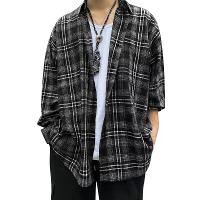 INCERUN Klassiek Zwart Wit Ruitpatroon Heren Casual Lange Mouwen Shirt,Heren Overhemd Met Knopen Voor Dagelijks Gebruik