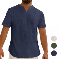 Linnen Heren Korte Mouw Zomer Koel Comfortabel T shirt Losse Tops Outdoor Wandelvakantie