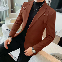 INCERUN Mannen Effen Kleur Casual Lange Mouw Blazer Mode Slim Fit Zaken Kostuum voor Lente Herfst