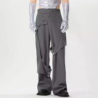 INCERUN Mannen Gedemonteerd Ontwerp Broeken Mode Comfortabele Stoffen Wijde Pijpen Trouser Plus Size
