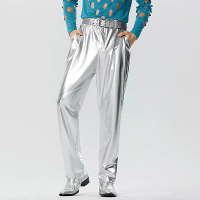 INCERUN Mannen Glanzende Pant met Zakken Feest Nachtclubstijl Pantalon Mannen Gecoate Glanzende Elastische Broek Mode Ge