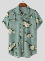 Mannen Katoenen Linnen Etnisch Bloemenprint Shirt
